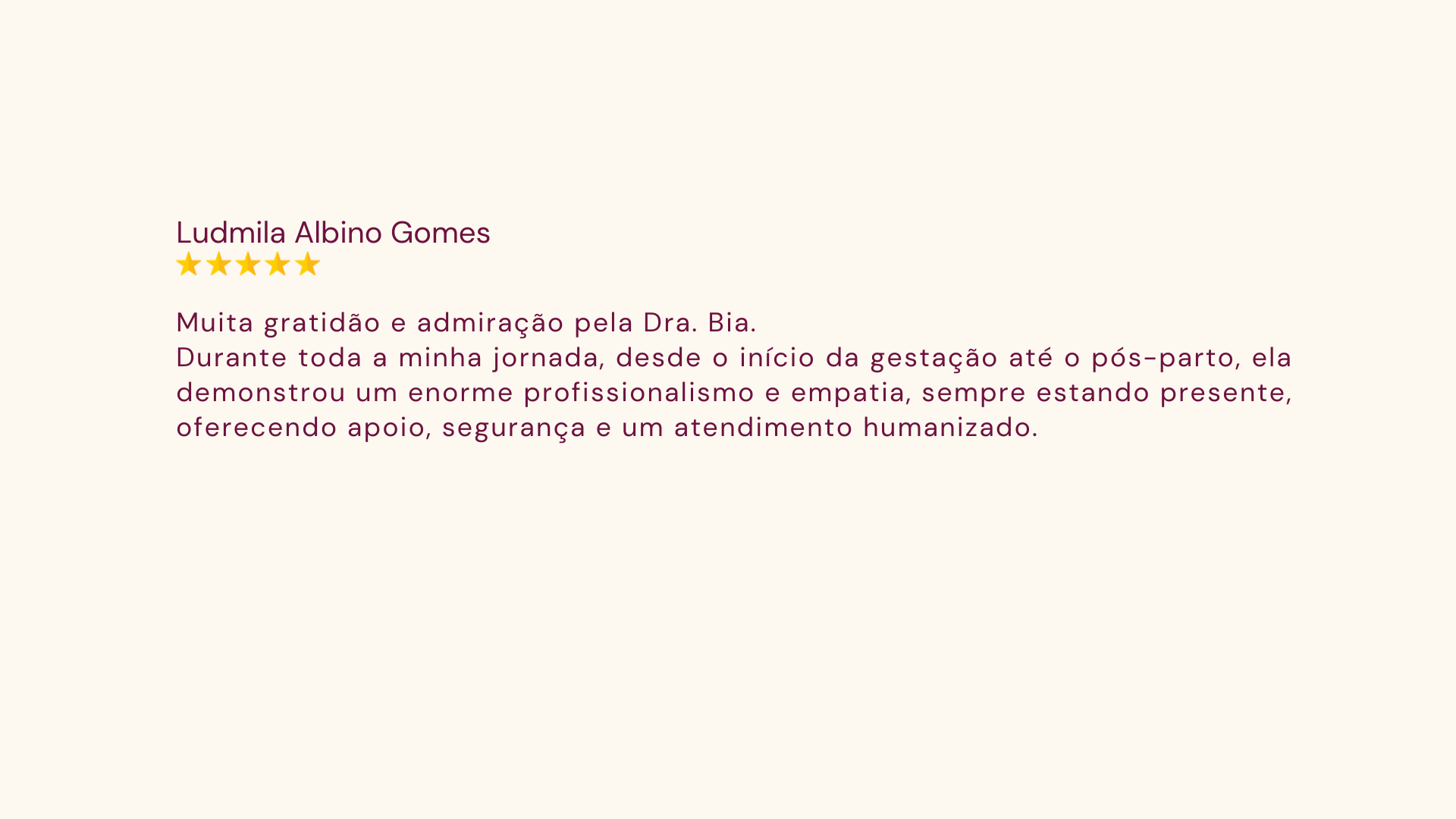 Depoimento de Ludmila Albino Gomes