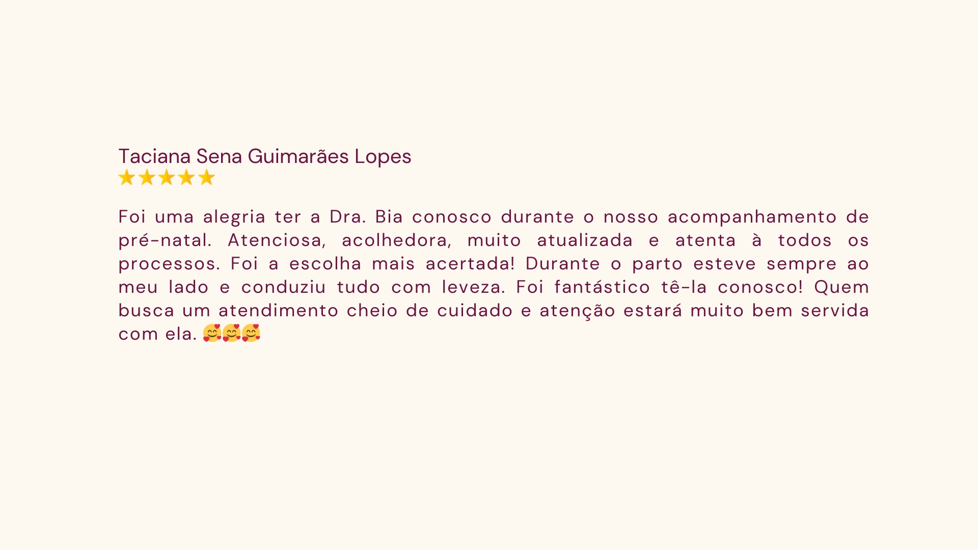 Depoimento de Taciana Sena Guimarães Lopes